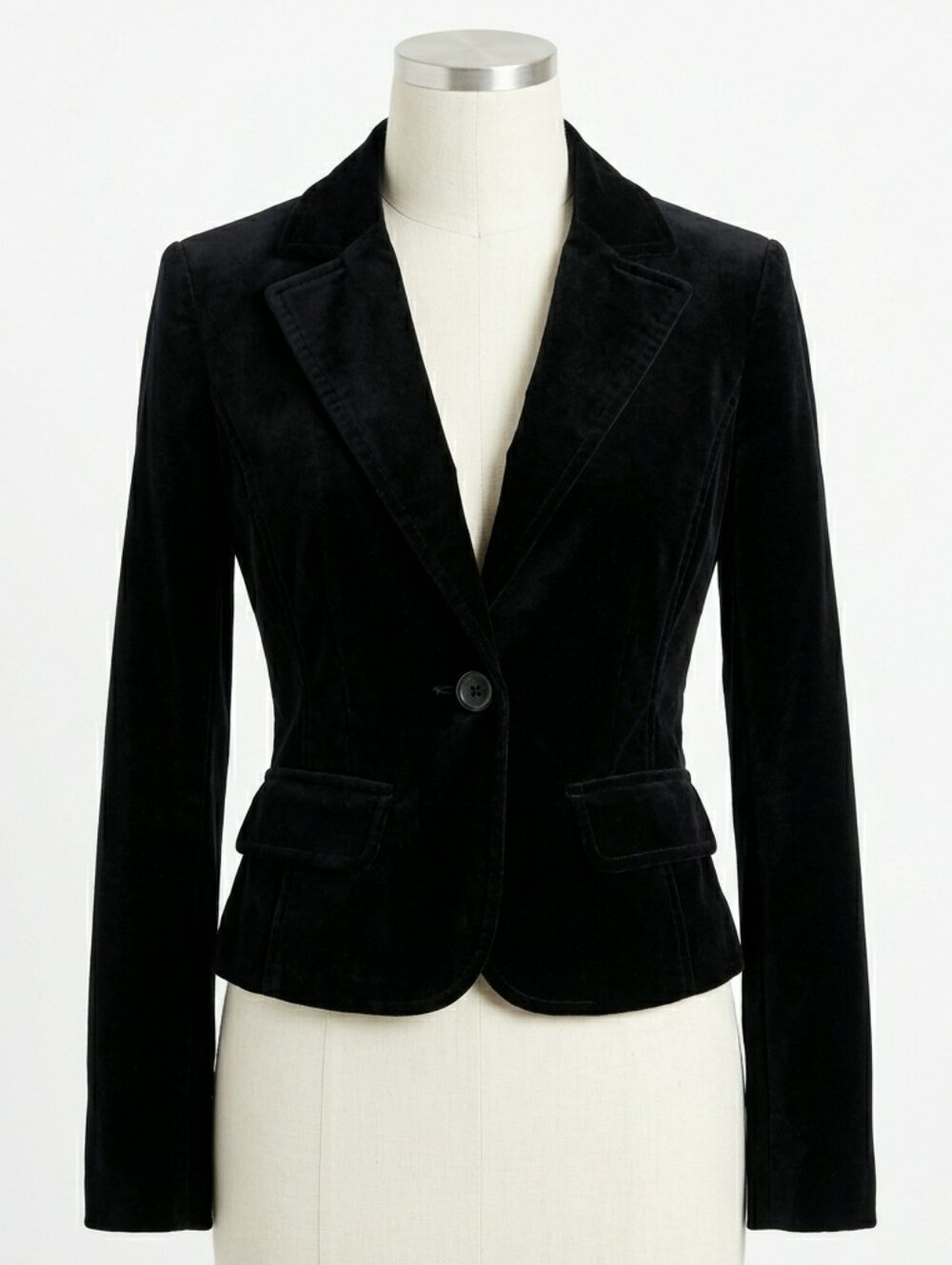 TOMMY JEANS Vintage 90s Black Velvet Hourglass Blazer Jacket • Size Small